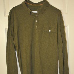 Kuhl Shirt Men's Wild Fibre Polo Long Sleeve Sz Large 100% Organic Cotton